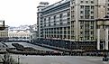 Funeral of Joseph Stalin, caught on camera by US assistant army attaché Major Martin Manhoff from the embassy balcony. By U.S. Army Major Martin Manhoff - Manhoff Archive, Public Domain, https://commons.wikimedia.org/w/index.php?curid=56946472
