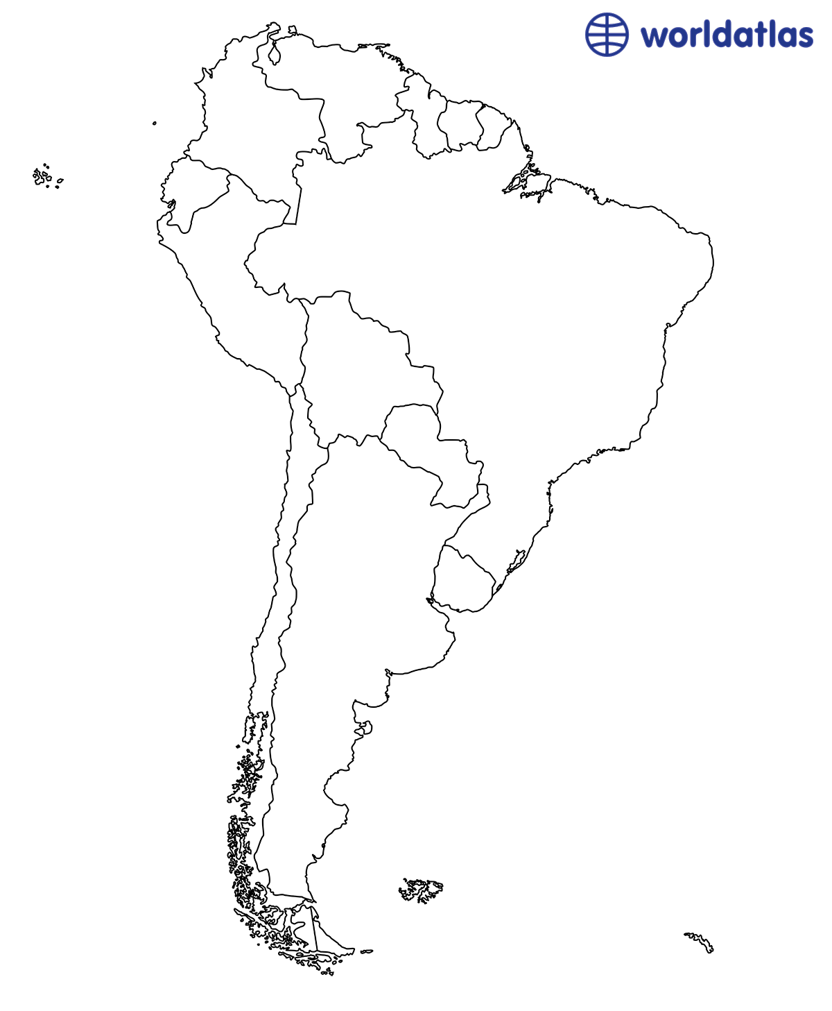 Outline map of South America 
