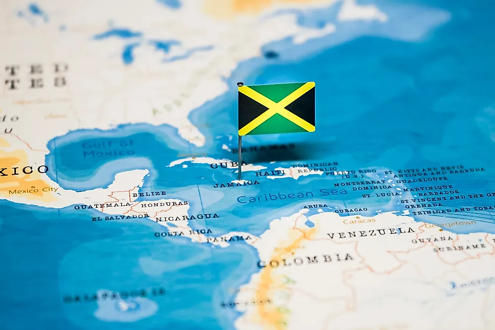 Jamaica's location on the a world map. 